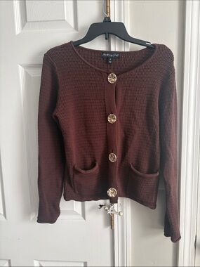 Vintage Style Women's Brown Button-Front Cardigan Sweater